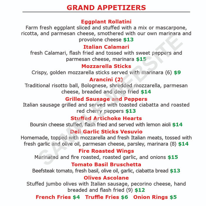 Appetizer Menu